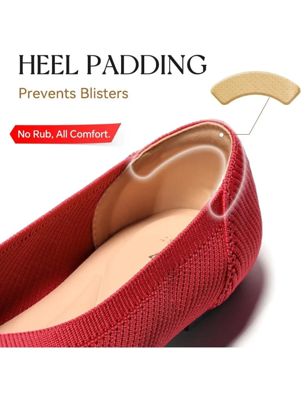 Women's Red Pointed Toe Comfort Foldable Slip On Dressy Knit Ballet Flat Shoes